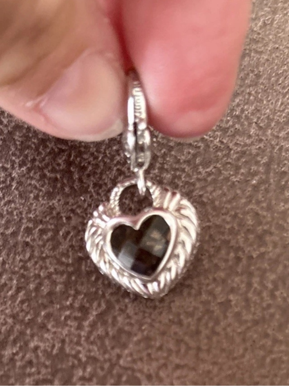 Judith Ripka valentine sterling silver quartz heart charm enhancer